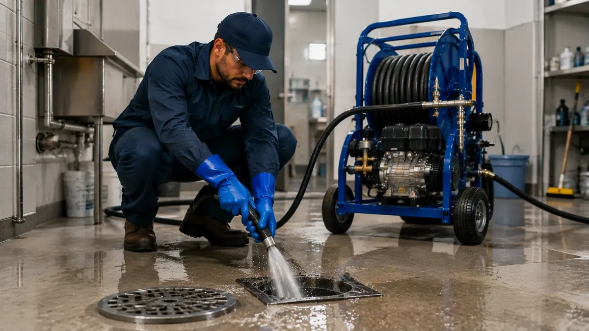 Floor Drain Hydro Jet Cleaning in Woody