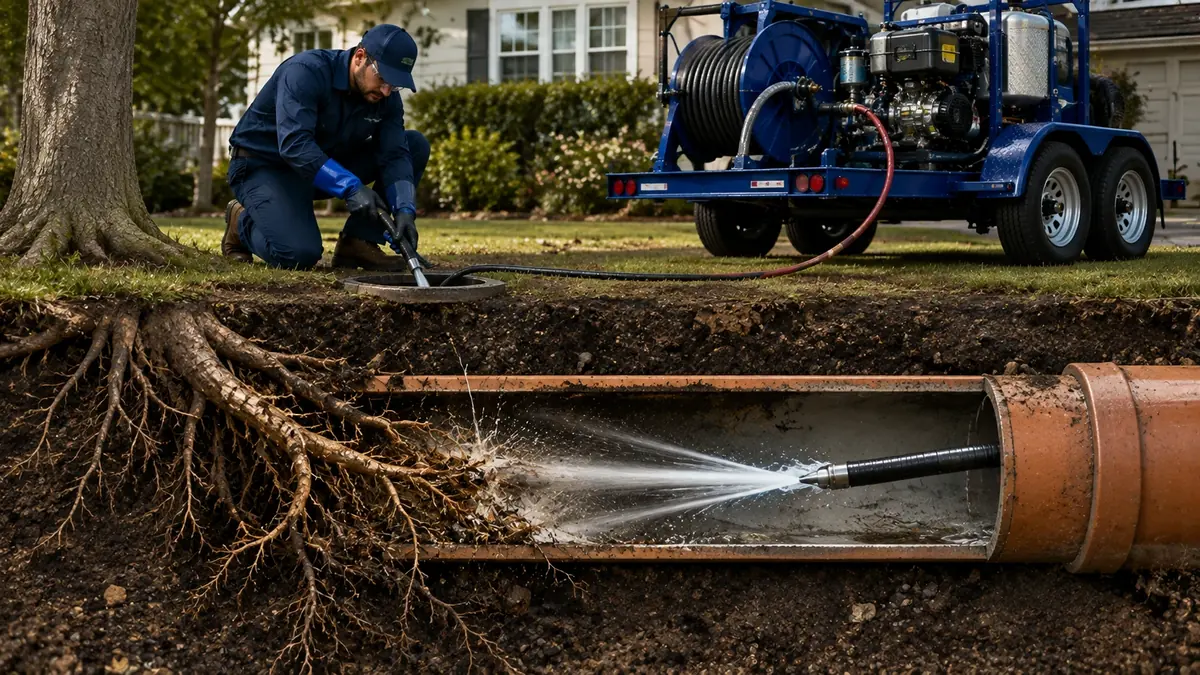 Tree Root Removal with Hydro Jetting in Woody